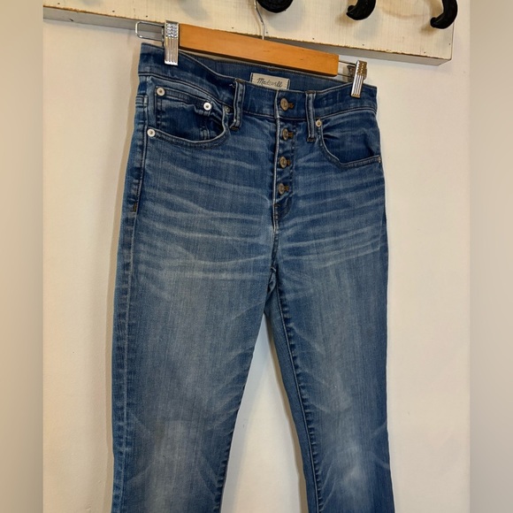Madewell Cali Demi Boot Raw Hem Button Fly Jeans - Picture 7 of 9